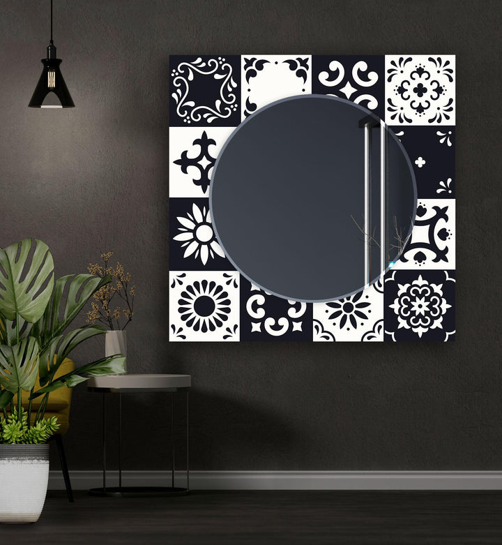 Black and White Mosaic Design Wall Mirror oversized wall mirrors
