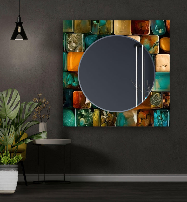 Stained Oil Art Colorful Wall Mirror Large Mirror
