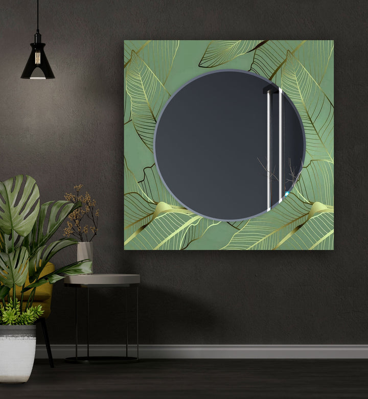 Green Golden Leafs Wall Mirror Bedroom Mirror
