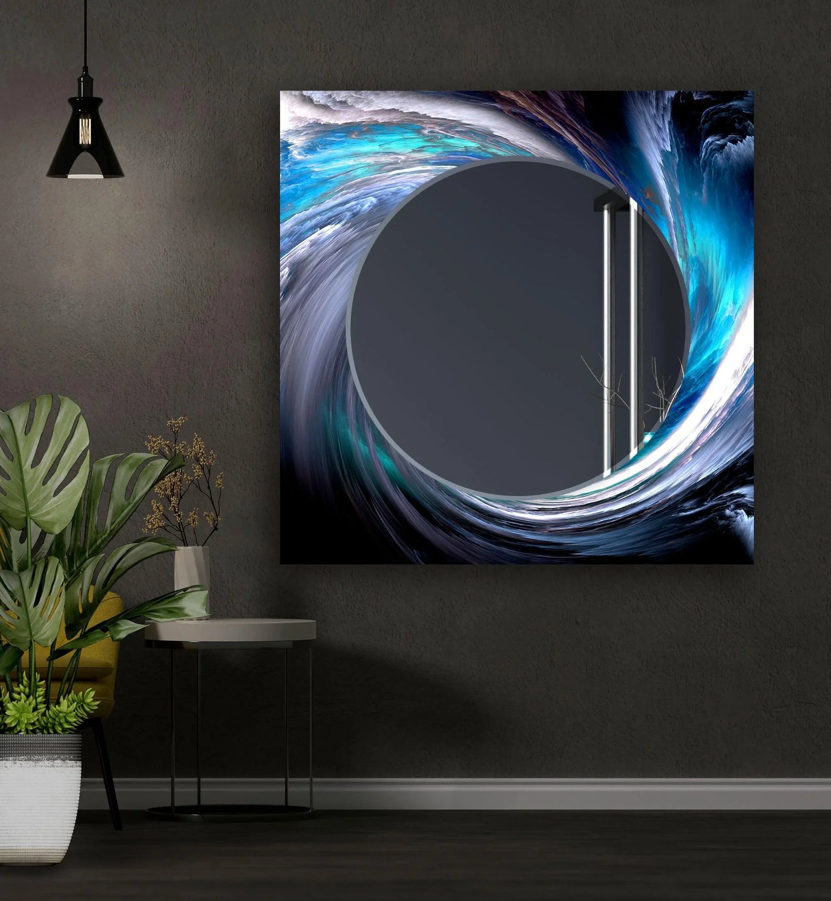 Mirror Abstract Form Vortex Abstract Wall Mirror – Modern Swirl Design Glass Art ...