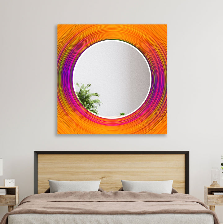 Orange & Pink Circles Wall Mirrors Black Wall Mirror
