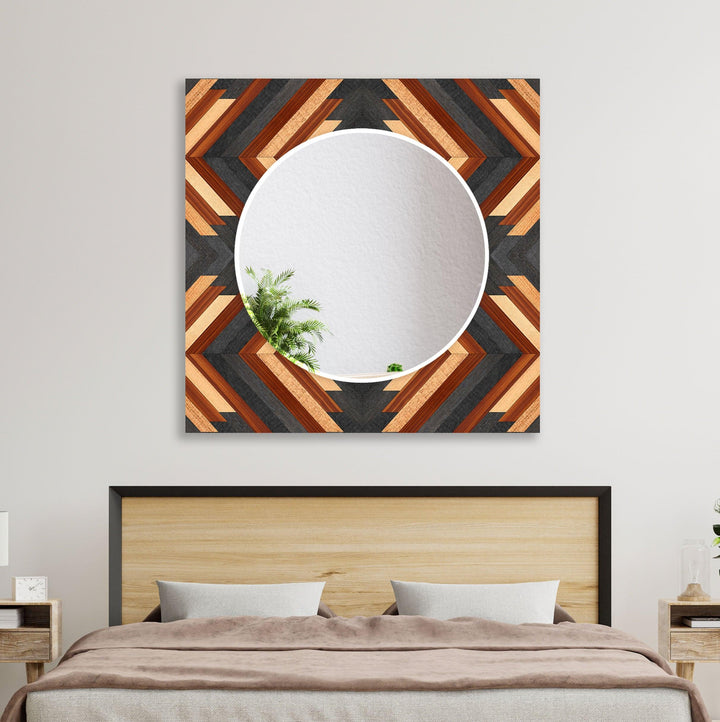 Beige & Brown Design Wall Mirror lighted mirror
