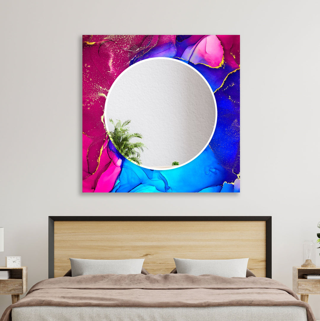 Blue & Pink Wall Mirror Dining Room Wall Mirror
