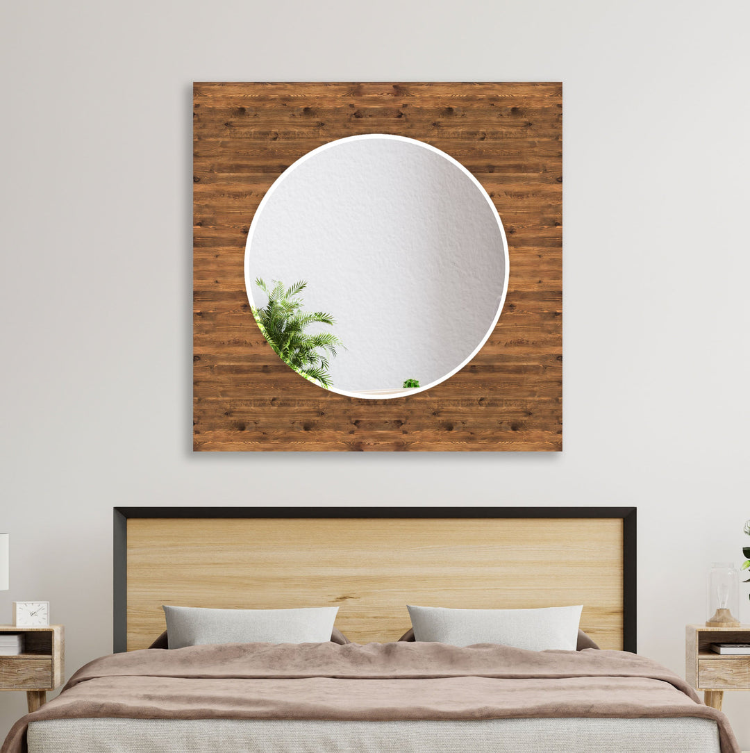 Brown Wood Pattern Wall Mirrors Entryway Mirror
