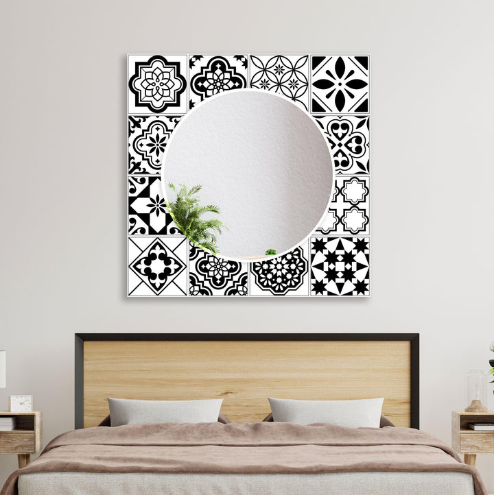 Black White Mosaic Wall Mirror