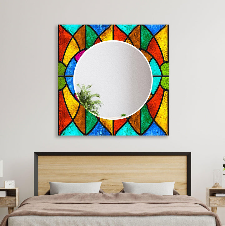 Colorful Stained Geometrics Wall Mirror Entryway Wall Mirror
