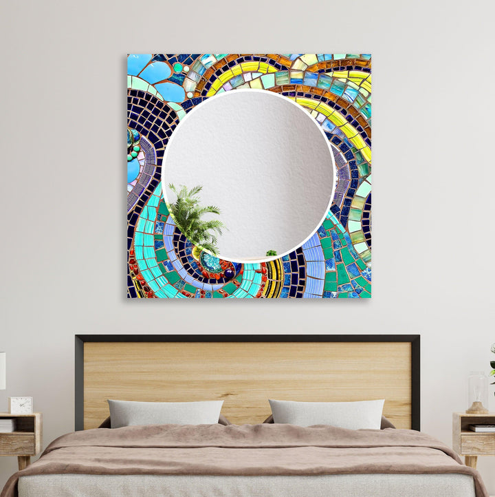 Colored Mosaic Stones Abstarct Wall Mirror Decorative Wall Mirror
