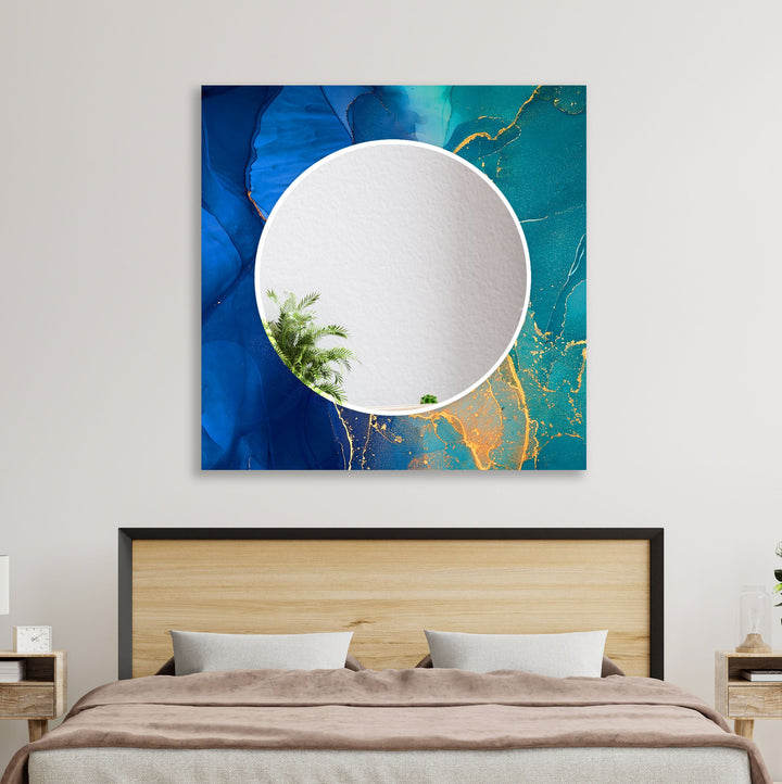 Blue & Green Round Wall Mirror