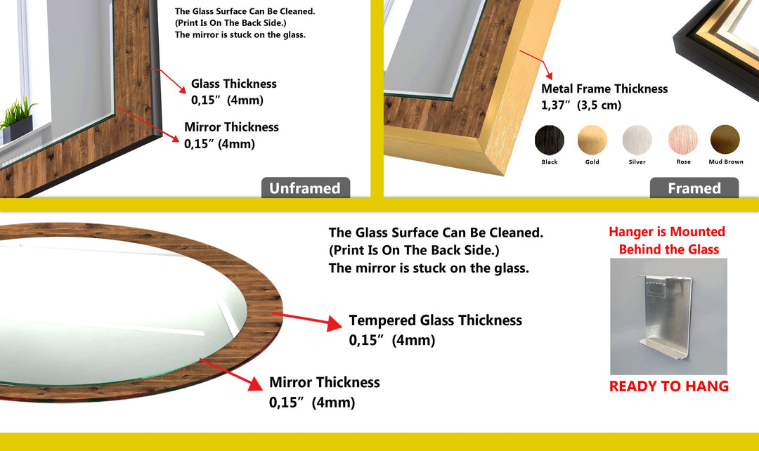 Brown Wood Pattern Wall Mirrors