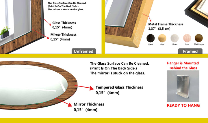 Brown Wood Pattern Wall Mirrors