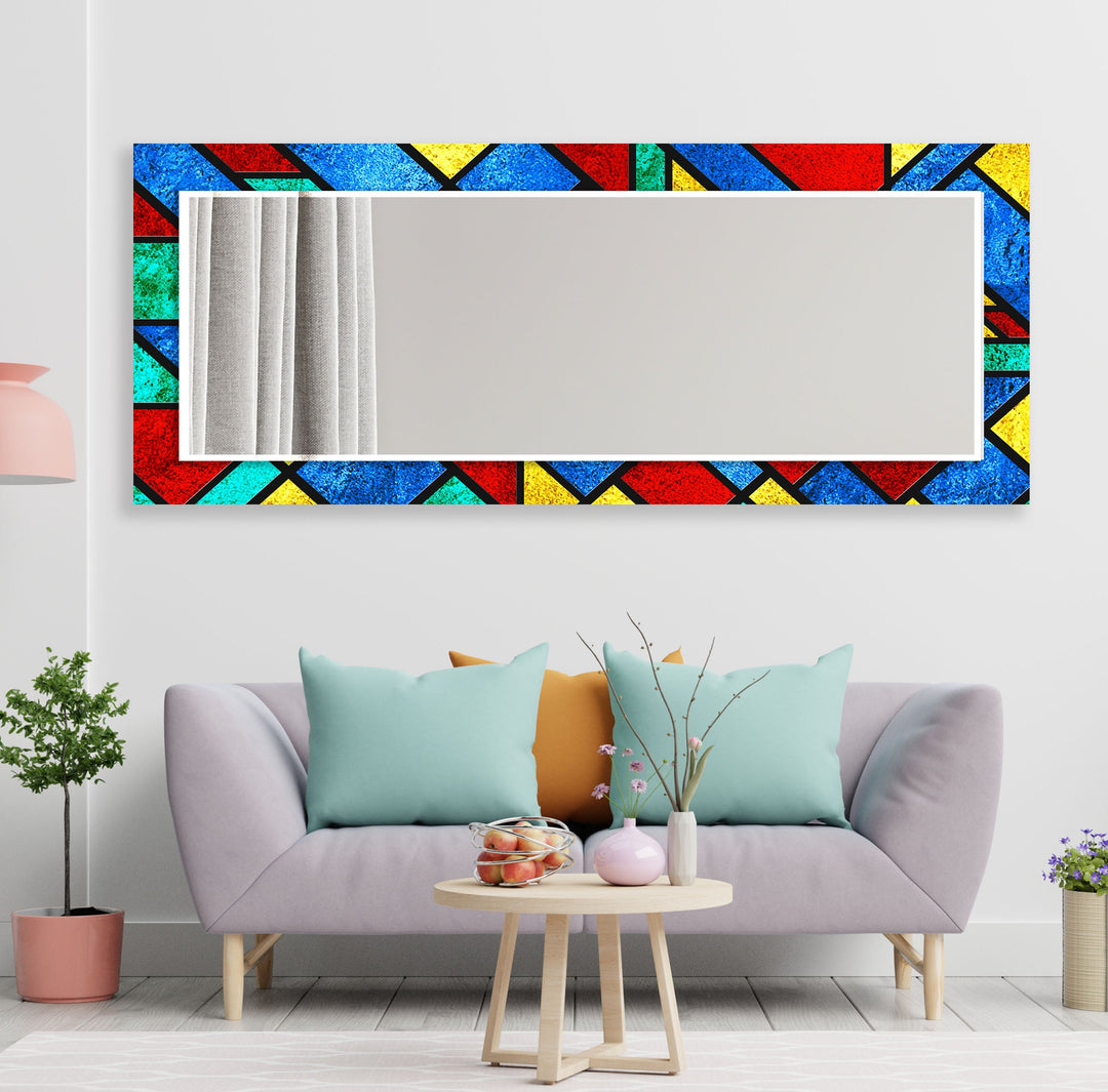 Red Yellow and Blue Wall Mirror Round Wall Mirror
