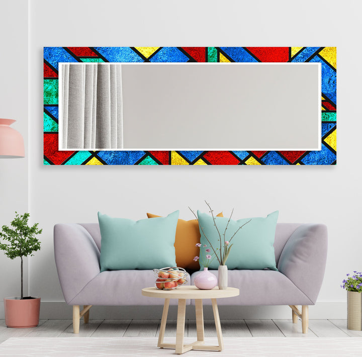 Red Yellow and Blue Wall Mirror Round Wall Mirror
