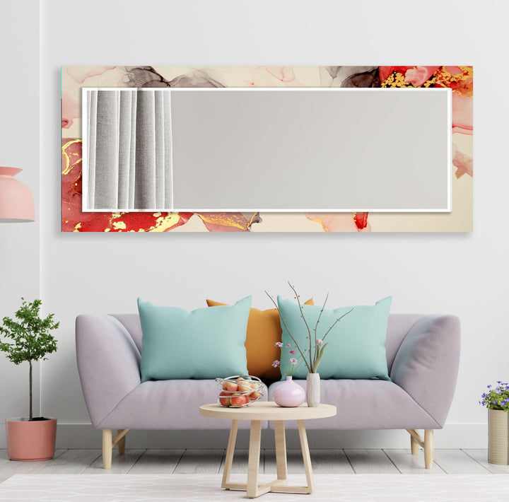 Beige Red Golden Details Wall Mirrors Huge Mirror
