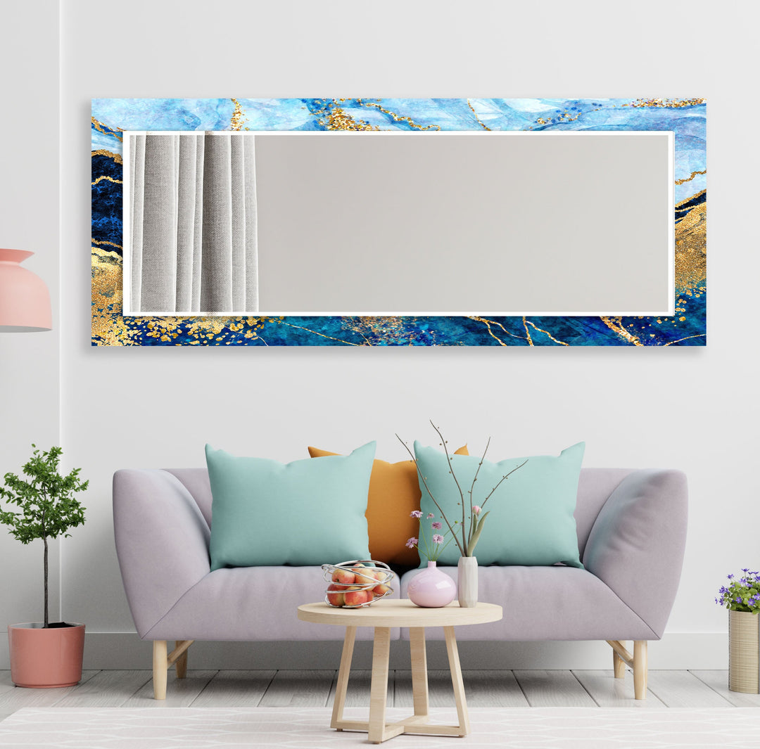 Light Blue and Navy Blue Wall Mirrors Modern Mirror
