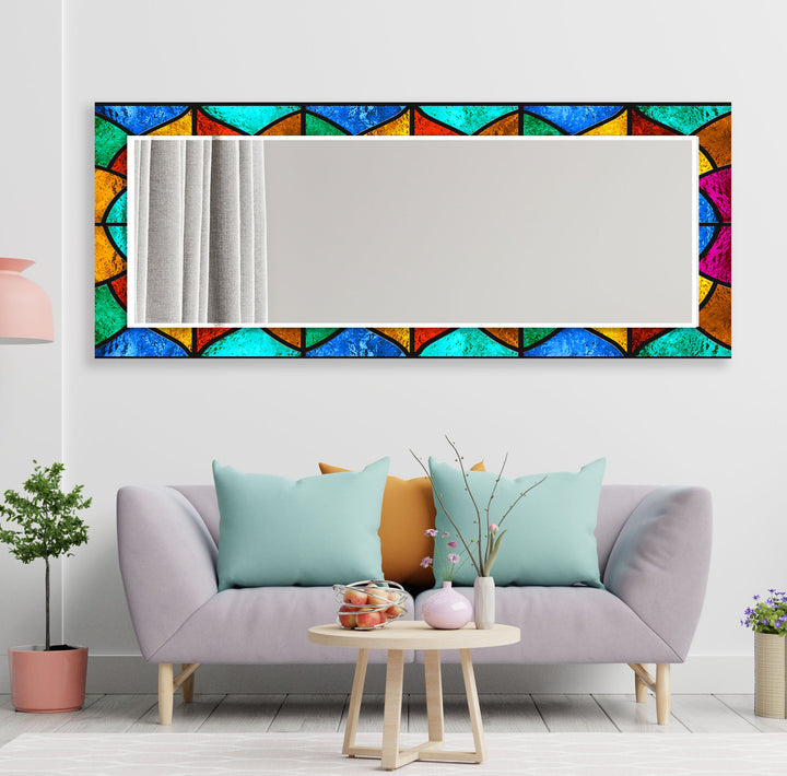 Colorful Stained Geometrics Wall Mirror Marble Mirror
