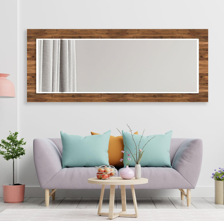 Brown Wood Pattern Wall Mirrors Bathroom Mirror
