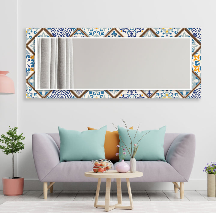 Brown and Blue Mosaic Wall Mirror unique mirrors
