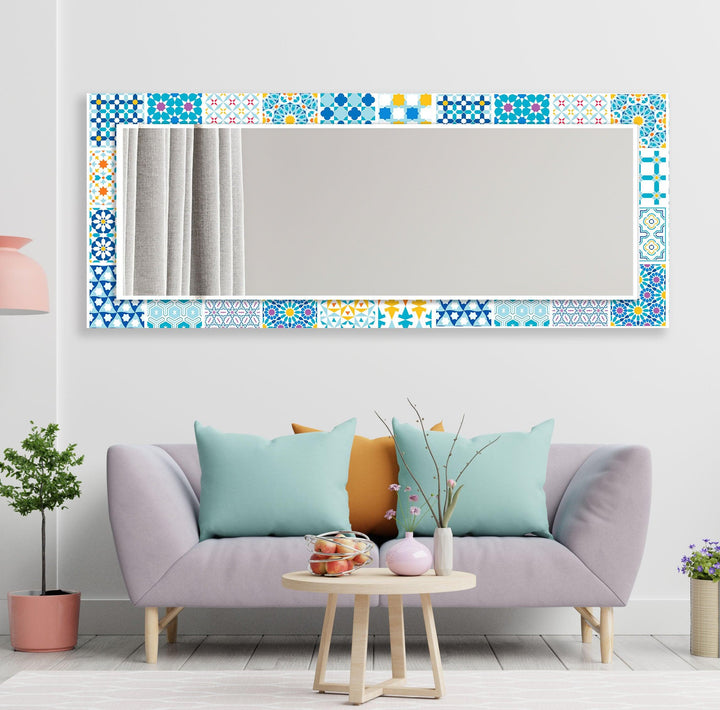 Mosaic Design Light Blue Wall Mirror Decorative Wall Mirror
