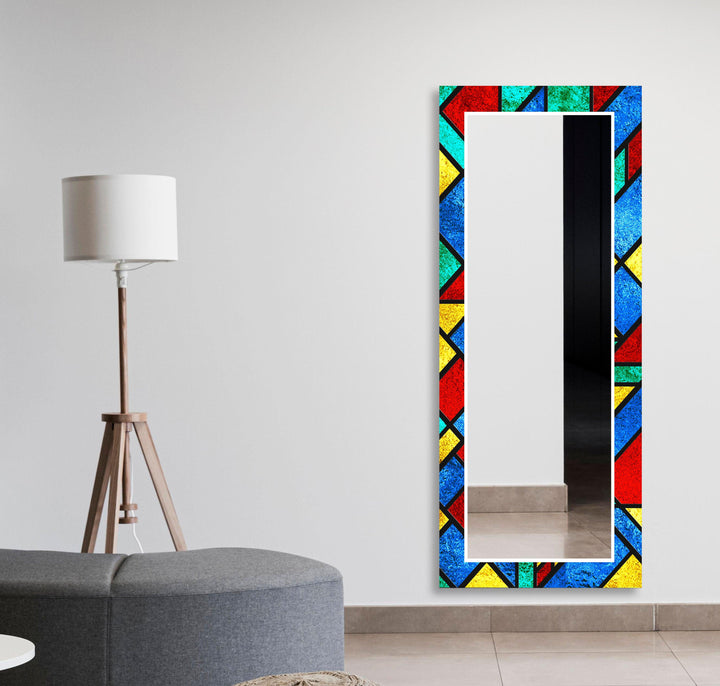 Red Yellow and Blue Wall Mirror Wood Mirror
