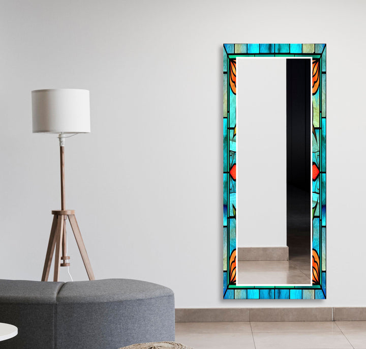 Green and Blue Stained Wall Mirrors Large Mirror
