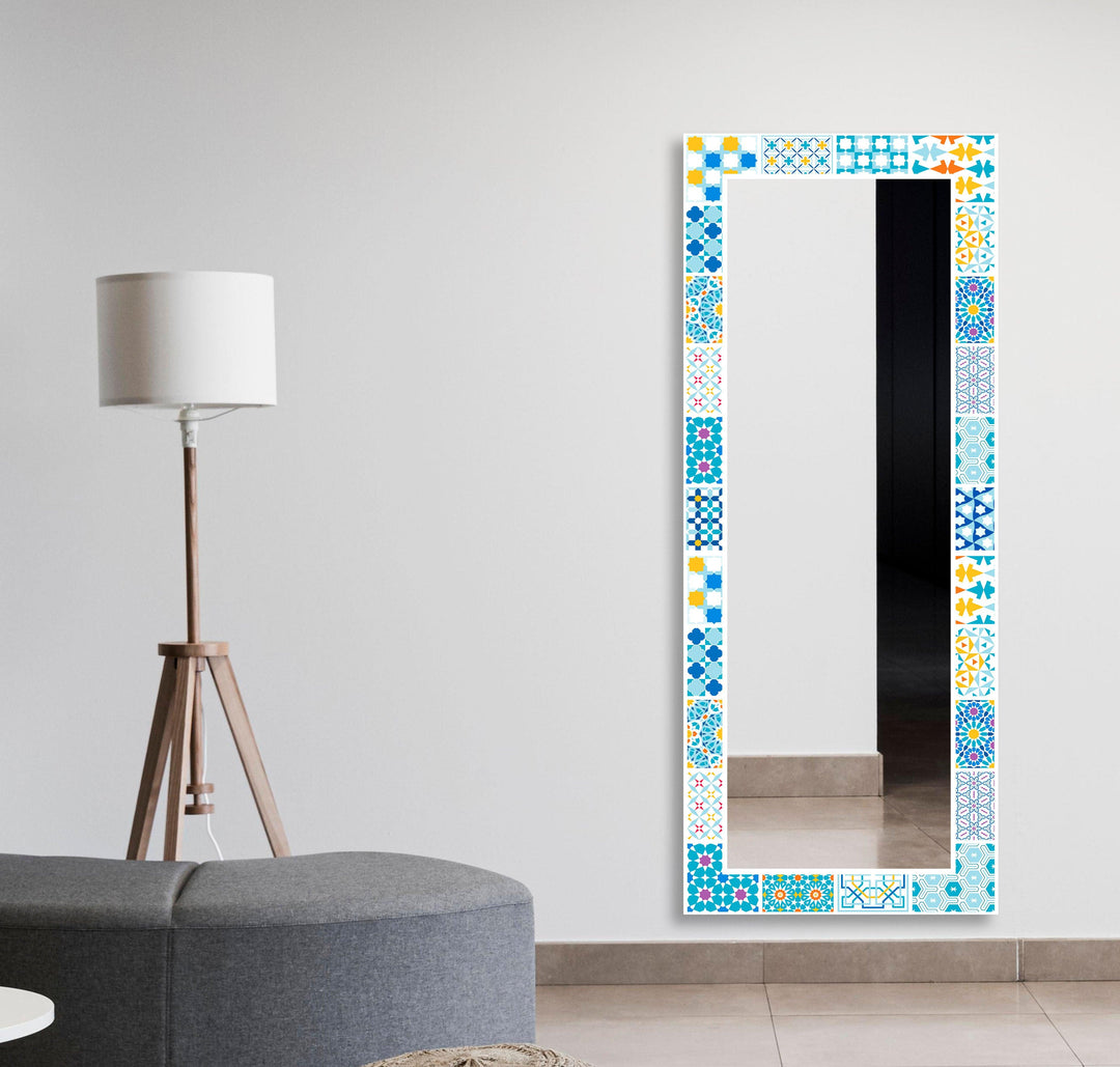 Mosaic Design Light Blue Wall Mirror Huge Wall Mirror
