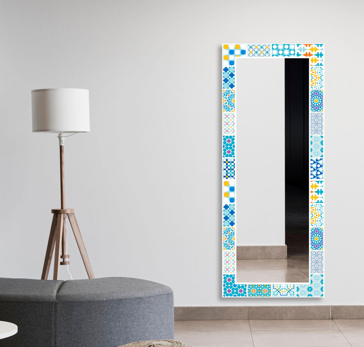 Mosaic Design Light Blue Wall Mirror Huge Wall Mirror
