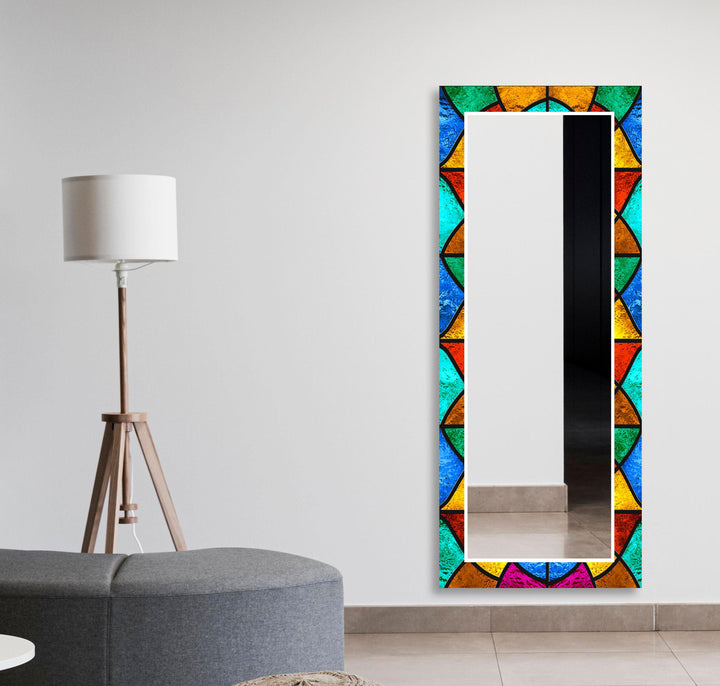 Colorful Stained Geometrics Wall Mirror Bathroom Wall Mirror
