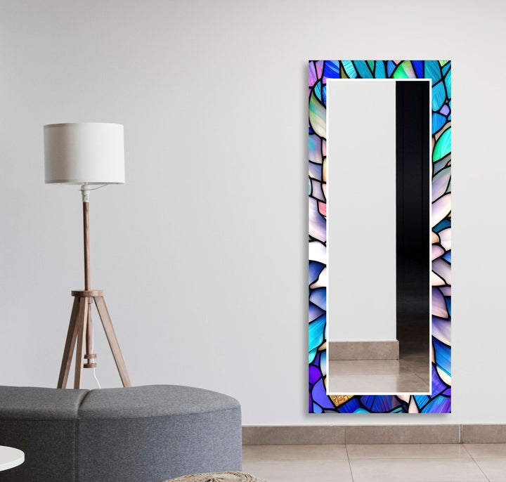 Purple Stained Flower Wall Mirrors backlit mirror
