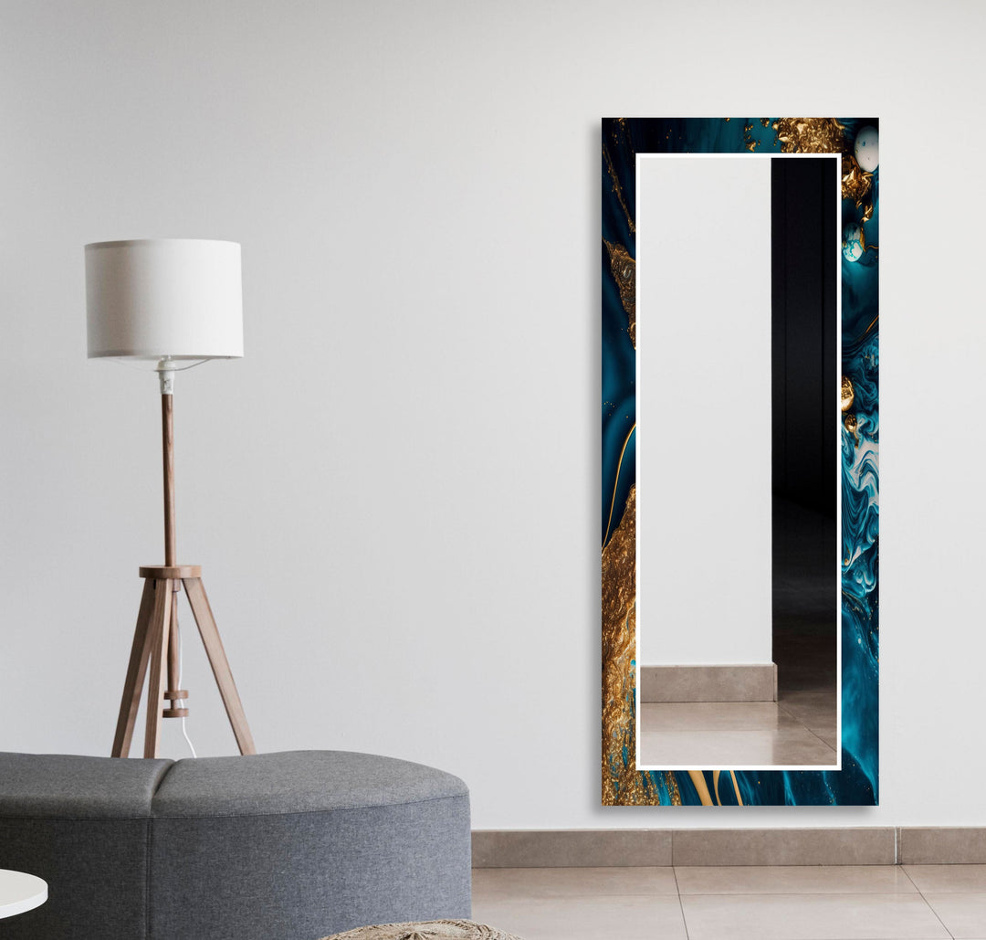 Modern Blue and Golden Wall Mirror full length mirrors
