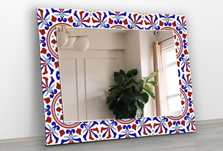 Mandala Navy Blue Round Wall Mirror Dining Room Wall Mirror
