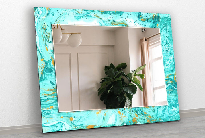 Turquoise Marble Wall Mirror Entryway Mirror
