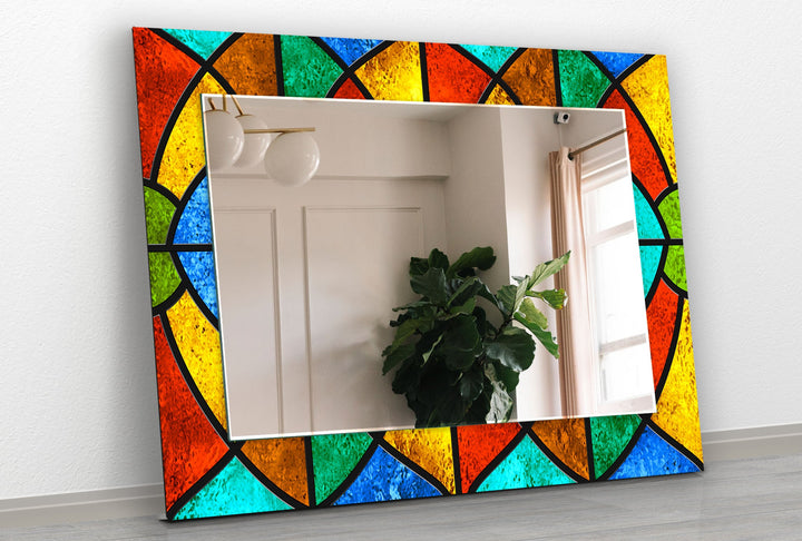 Colorful Stained Geometrics Wall Mirror Stained Glass Mirror
