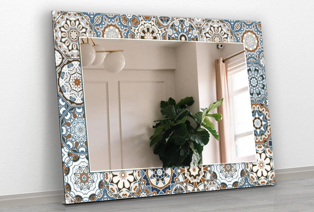 Mosaic Silver Beige Round Wall Mirror wall decorative mirror
