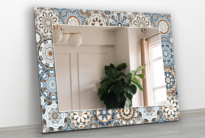 Mosaic Silver Beige Round Wall Mirror wall decorative mirror
