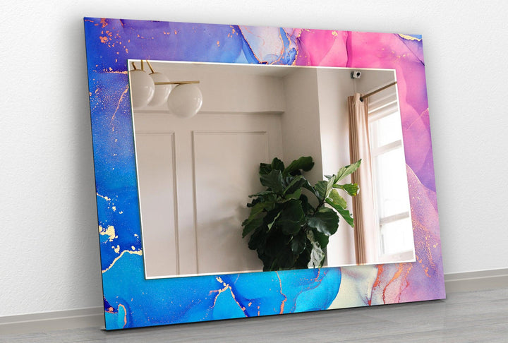 Blue Pink Marble Wall Mirror Blue Wall Mirror
