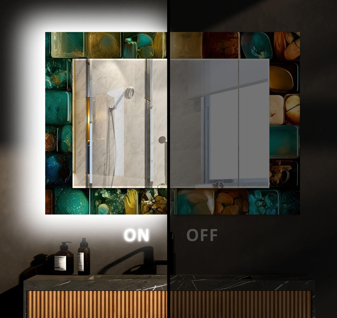 Stained Oil Art Colorful Wall Mirror mirror with frame
