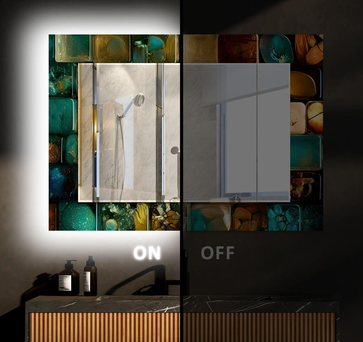 Stained Oil Art Colorful Wall Mirror mirror with frame
