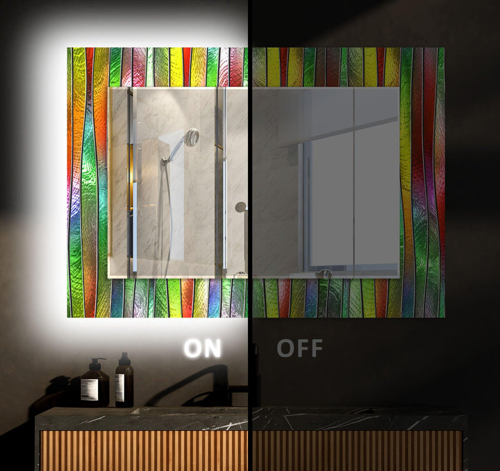 Stained Green Lines Wall Mirror huge mirror
