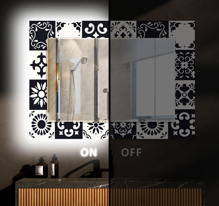 Black and White Mosaic Design Wall Mirror wall mirror
