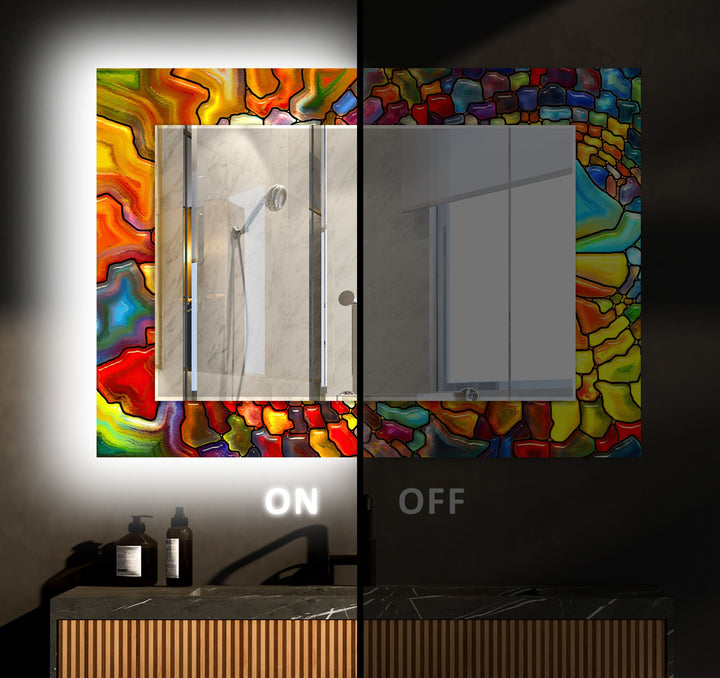 Vivid Colored Stained Wall Mirror Modern Wall Mirror
