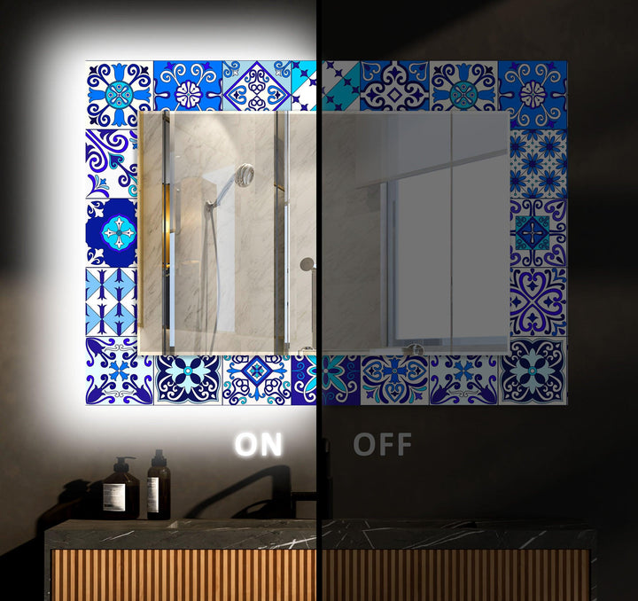 Blue Mosaic Wall Mirror