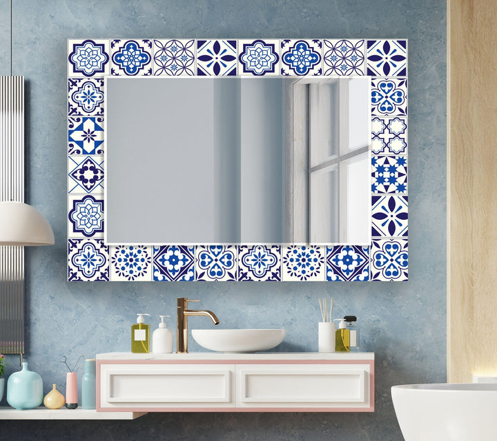 Mosaic Design White Wall Mirrors Gold Wall Mirror
