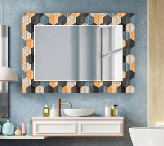 Wooden Orange Black Wall Mirror wall decorative mirror
