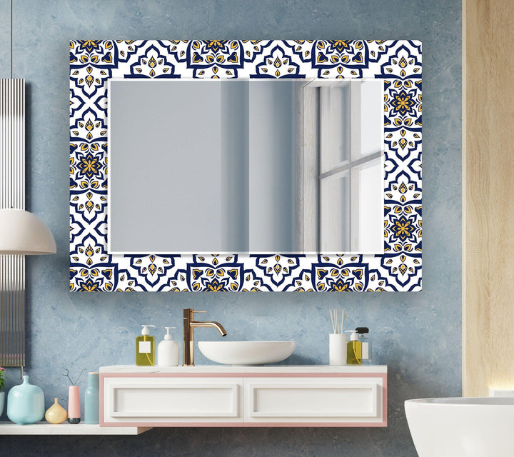 Mosaic Dark Blue and Yellow Wall Mirror gold floor mirror
