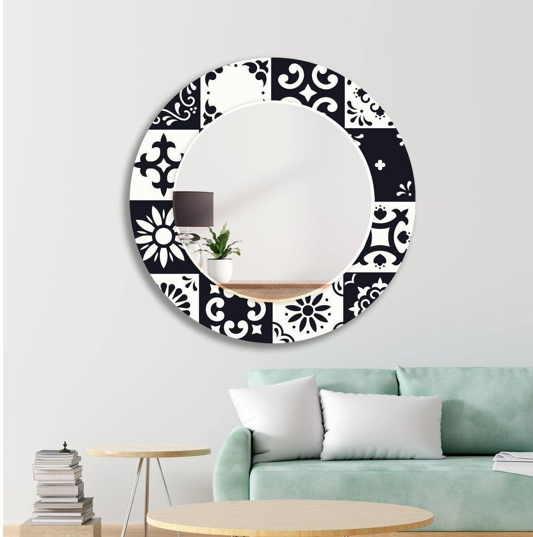 Black and White Mosaic Design Wall Mirror large living room mirror
