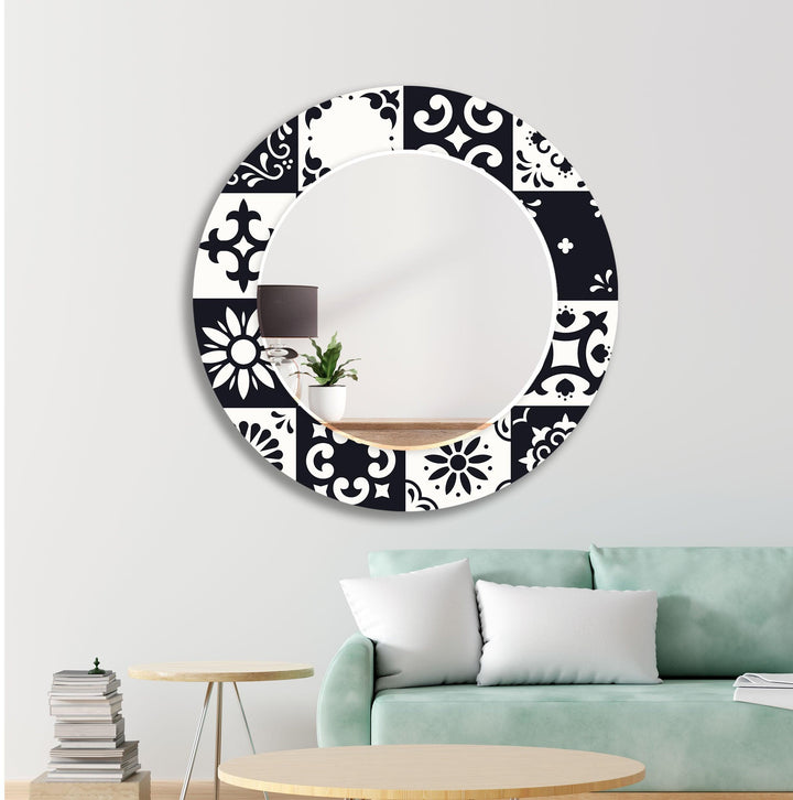 Black and White Mosaic Design Wall Mirror large living room mirror
