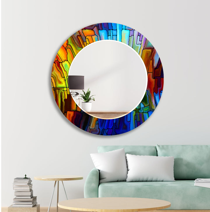 Stained Orange and Blue Wall Mirrors Long Wall Mirror
