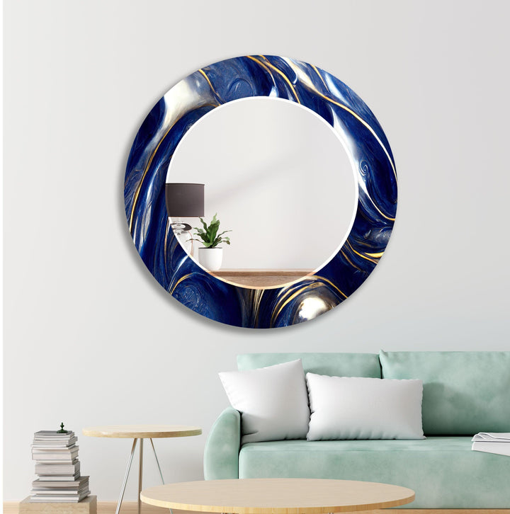 Marble Navy Blue and Gold Wall Mirror Green Mirror	
