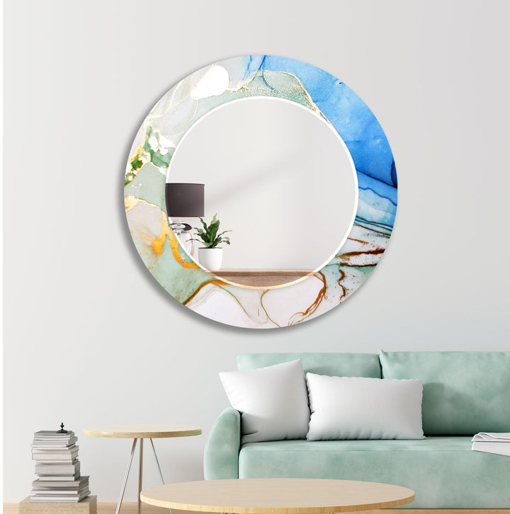 White Blue Details Wall Mirror decorative mirrors   
