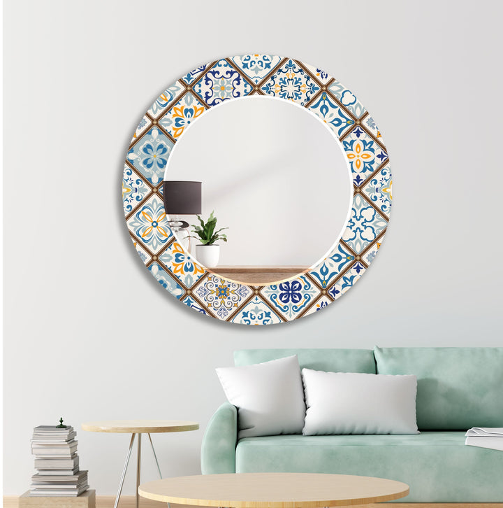 Brown and Blue Mosaic Wall Mirror wall mirror
